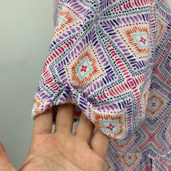J Jill Dress Womens XS Purple Multi Geo Print Soft Stretch Cuffed Short Sleeves - Picture 6 of 16